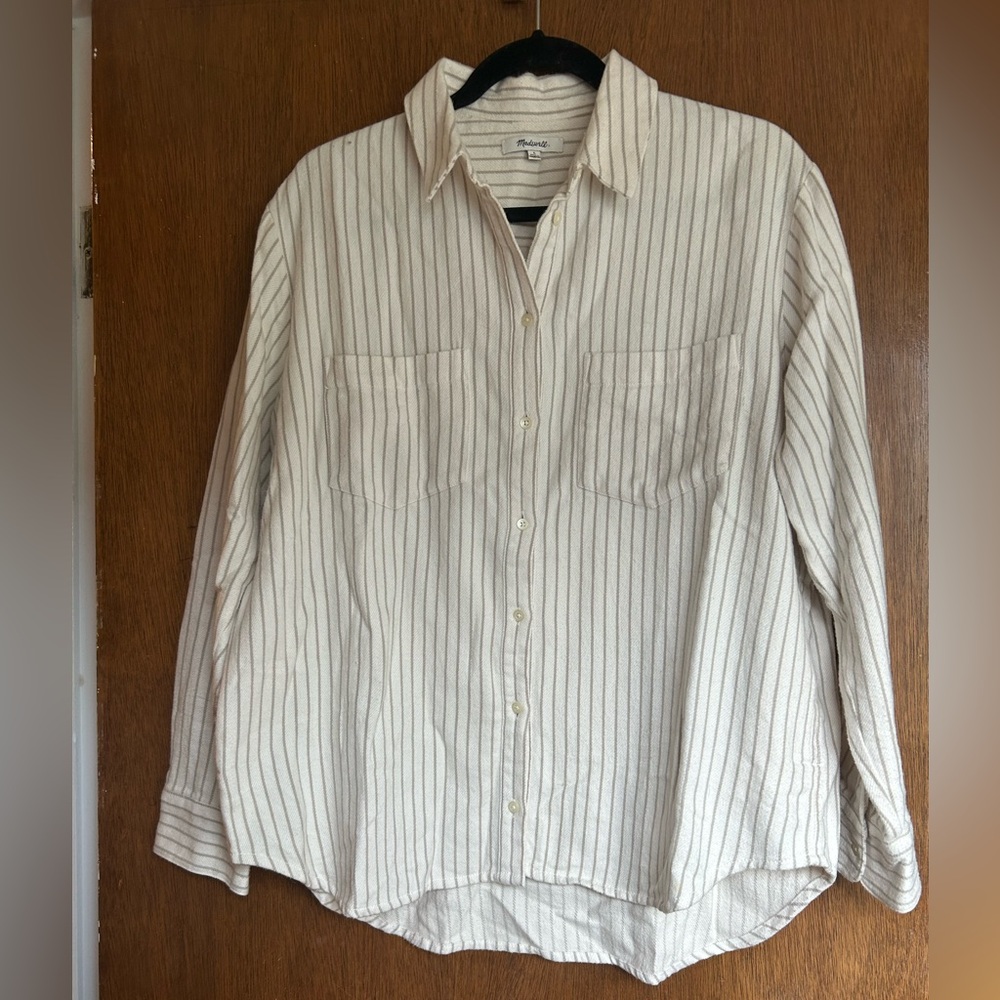 Madewell Cream Striped Shirt